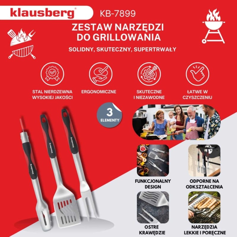 Zestaw przyborów do grillowania na grilla 3szt KLAUSBERG