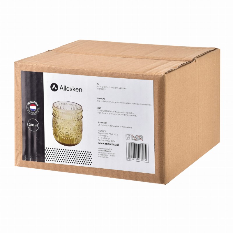 Komplet 4 szklanek 260ml ELISE GREEN