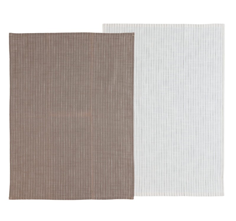 Zestaw ręczników kuchennych 2 sztuki Line 50 x 70 cm taupe/white