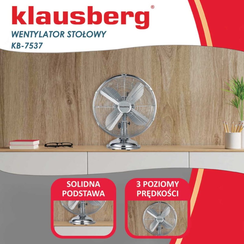 Wentylator wiatrak cyrkulacyjny 30,5cm KLAUSBERG srebrny