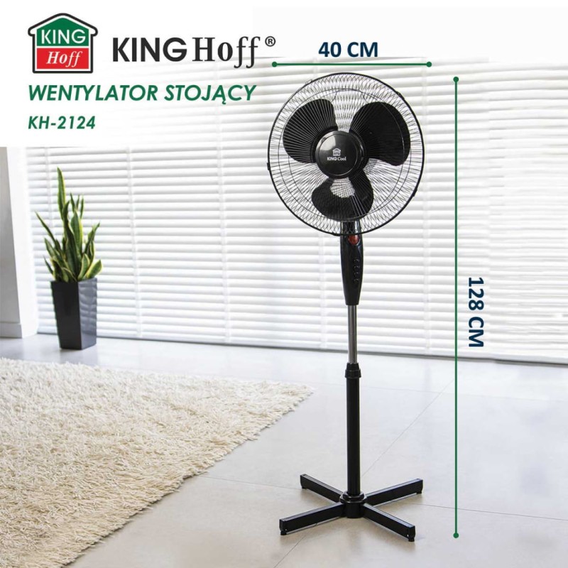Wentylator wiatrak stojący połogowy 40cm KINGCOOL czarny