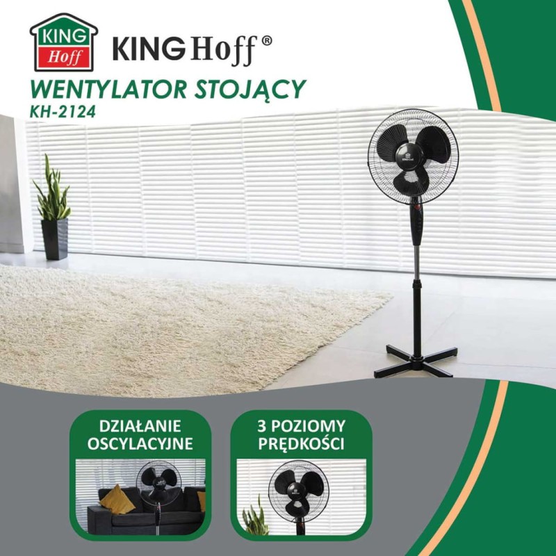 Wentylator wiatrak stojący połogowy 40cm KINGCOOL czarny