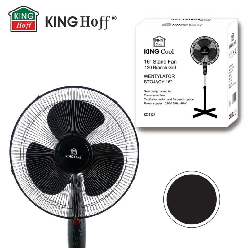 Wentylator wiatrak stojący połogowy 40cm KINGCOOL czarny