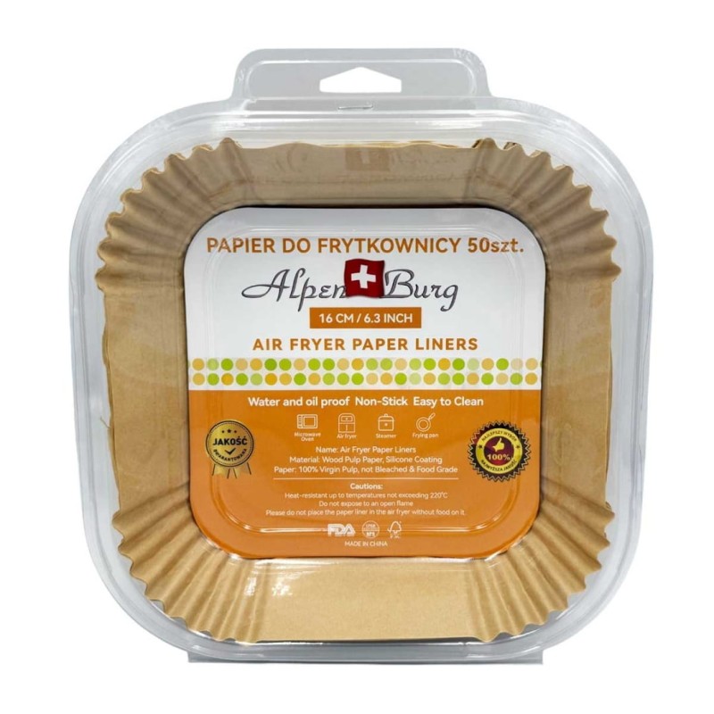 Wkład filtr papierowy do frytownicy Air Fryer kwadratowy 16x16cm 50szt. ALPENBURG