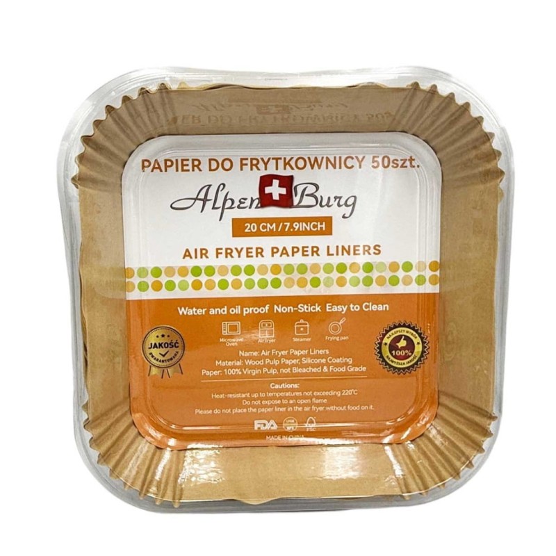 Wkład filtr papierowy do frytownicy Air Fryer kwadratowy 20x20cm 50szt. ALPENBURG