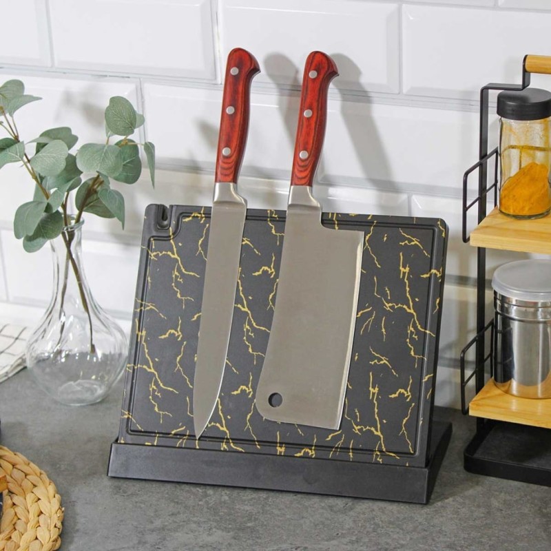 Stojak magnetyczny na noże z wbudowaną ostrzałką 27x23cm