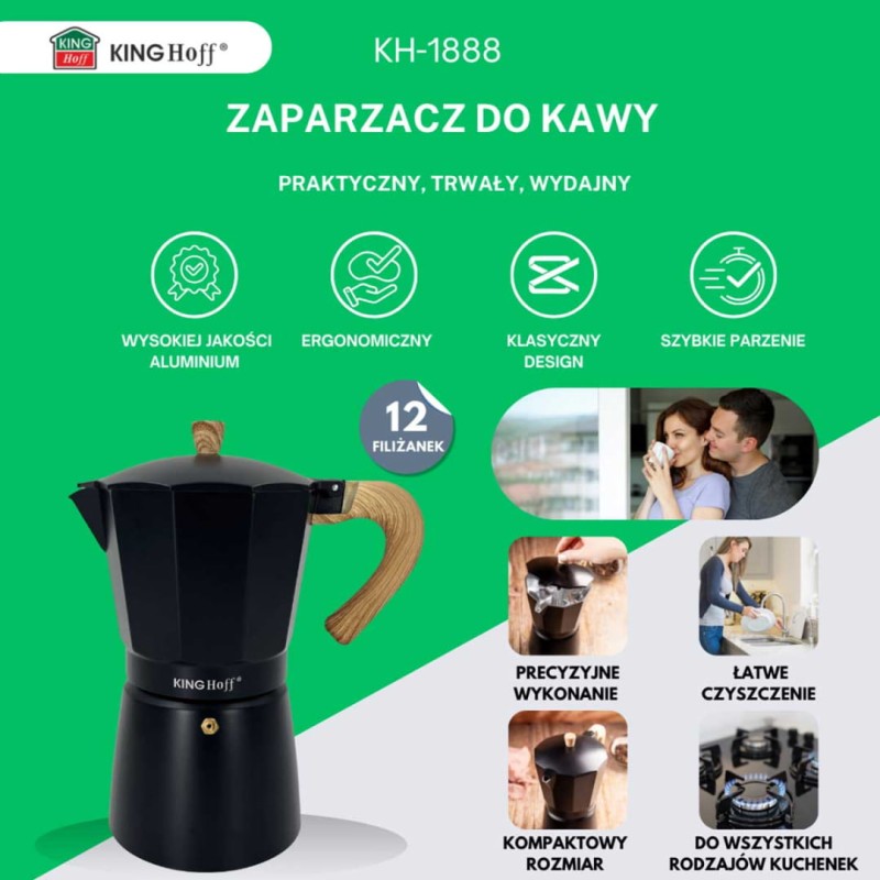 Kawiarka zaparzacz do kawy 600ml KINGHOFF indukcja
