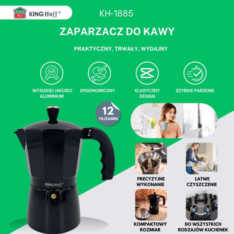 Kawiarka zaparzacz do kawy 600ml KINGHOFF indukcja