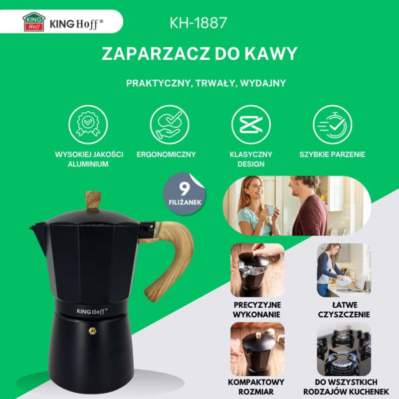 Kawiarka zaparzacz do kawy 450ml KINGHOFF indukcja
