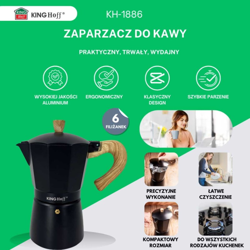 Kawiarka zaparzacz do kawy 300ml KINGHOFF indukcja
