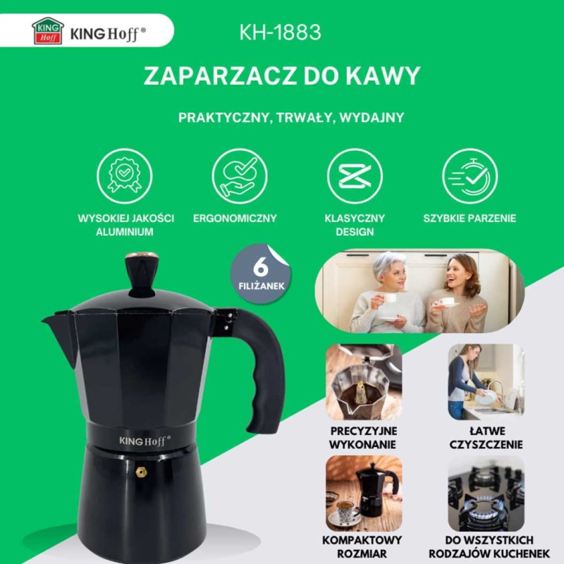 Kawiarka zaparzacz do kawy 300ml KINGHOFF indukcja