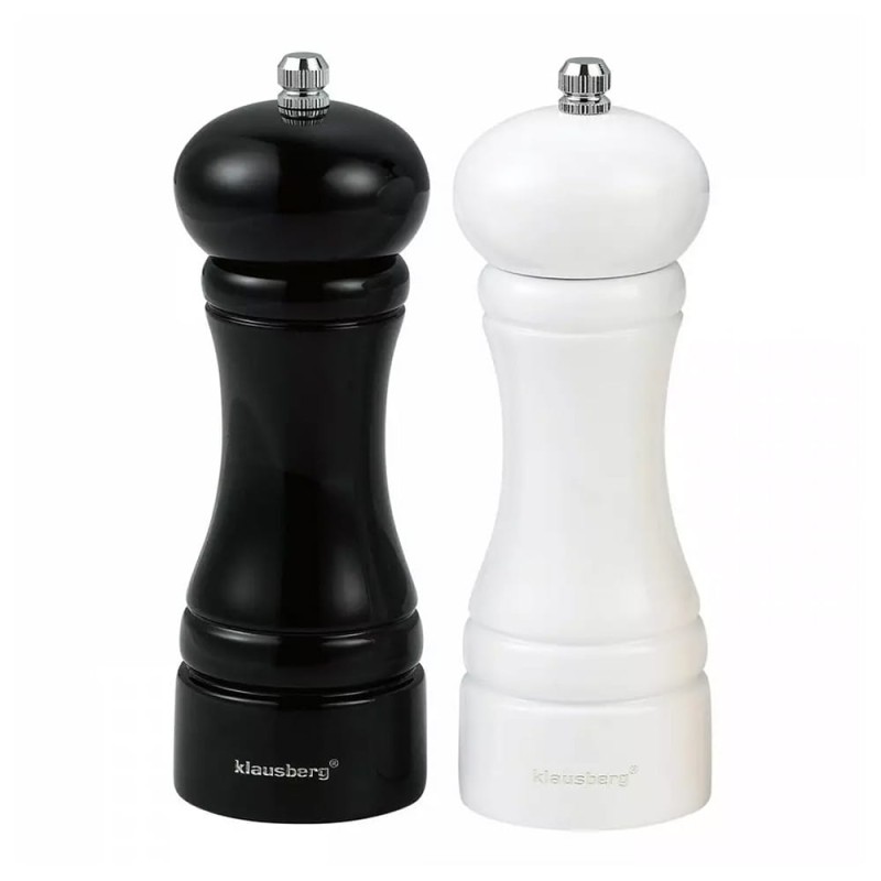 Zestaw młynków do sli i pieprzu  16cm KLAUSBERG biało-czarny