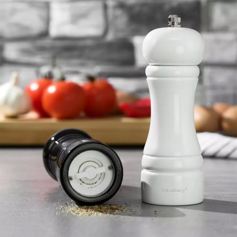 Zestaw młynków do sli i pieprzu  16cm KLAUSBERG biało-czarny