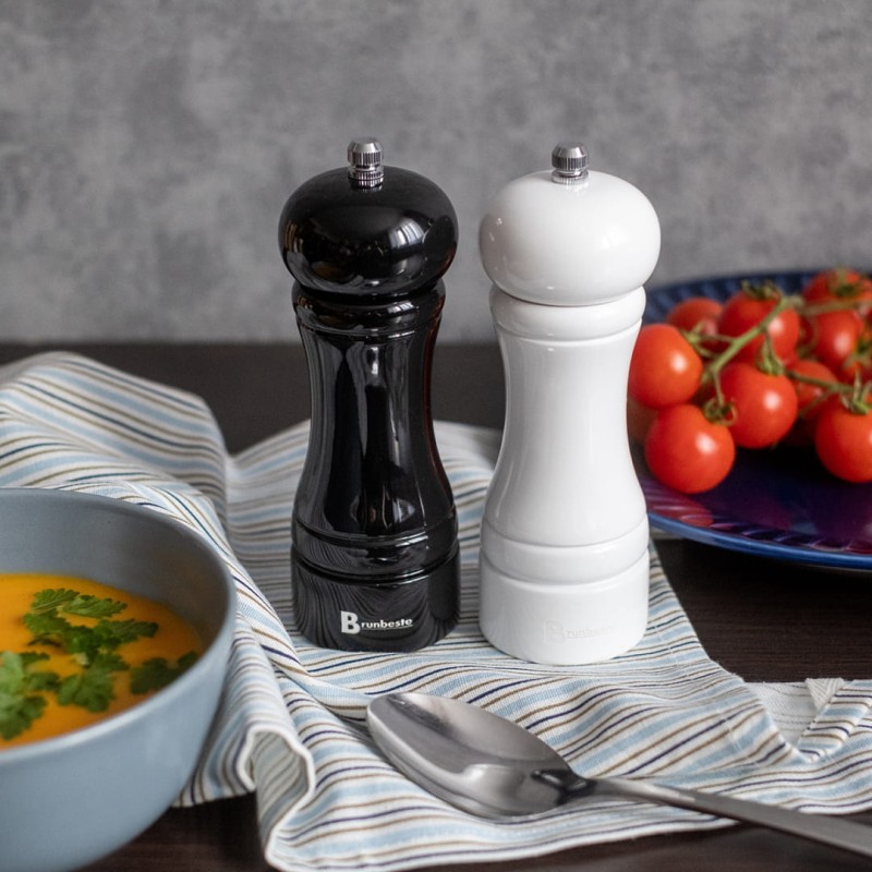 Zestaw młynków do soli i pieprzu 16cm BRUNBESTE biało-czarny