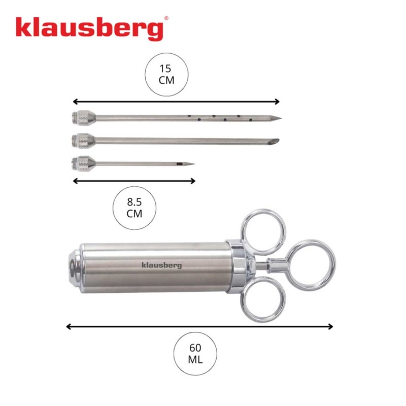 Nastrzykiwarka stalowa do nastrzykiwania peklowania mięsa 60ml  KLAUSBERG