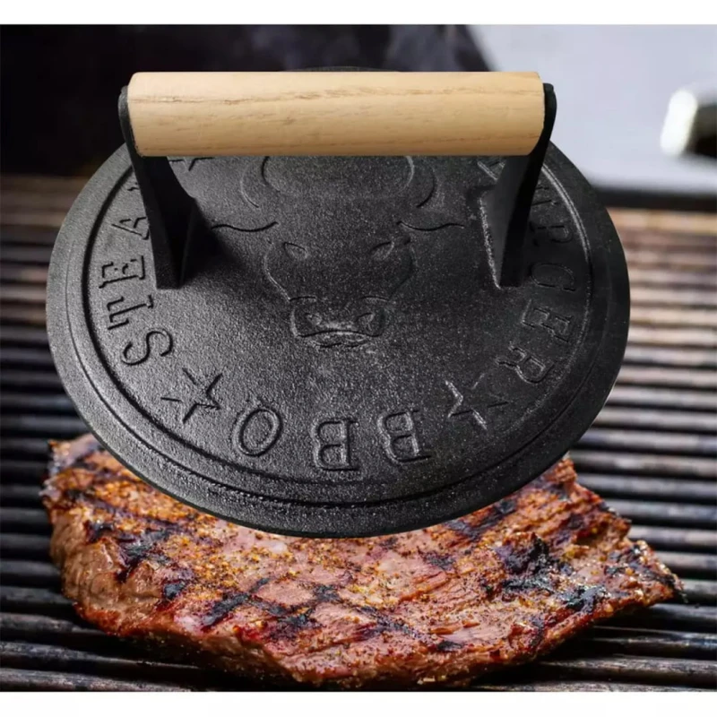 Żeliwna praska na grilla do burgerów steków 22cm KINGHOFF