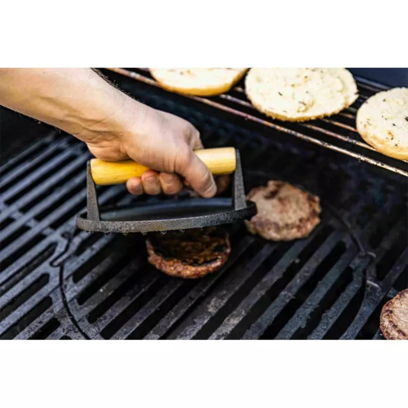 Żeliwna praska na grilla do burgerów steków 22cm KINGHOFF