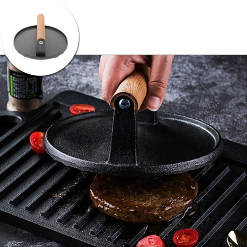 Żeliwna praska na grilla do burgerów steków 17,8cm KINGHOFF