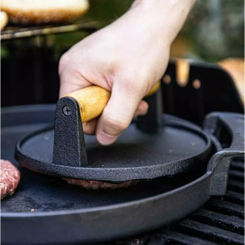Żeliwna praska na grilla do burgerów steków 17,8cm KINGHOFF