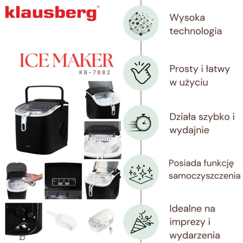 Automatyczna kostkarka do lodu 1,2L 100W KLAUSBERG