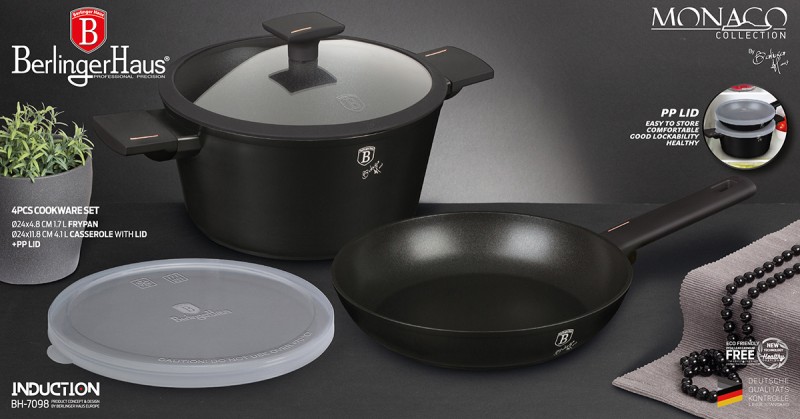 Garnek 4L i patelnia 24cm z powłoką tytanową BERLINGER HAUS MONACO