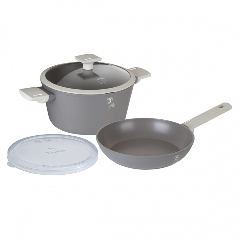 Garnek 4L i patelnia 24cm z powłoką tytanową BERLINGER HAUS szary