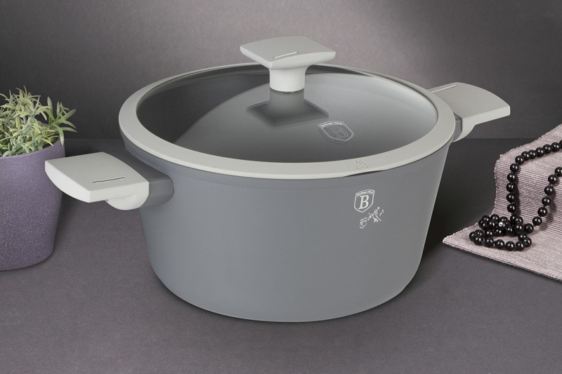 Garnek 4L i patelnia 24cm z powłoką tytanową BERLINGER HAUS szary
