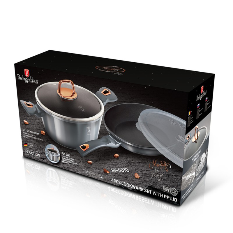 Garnek 4L i patelnia 24cm z powłoką granitową BERLINGER HAUS BH-6070 MOONLIGHT