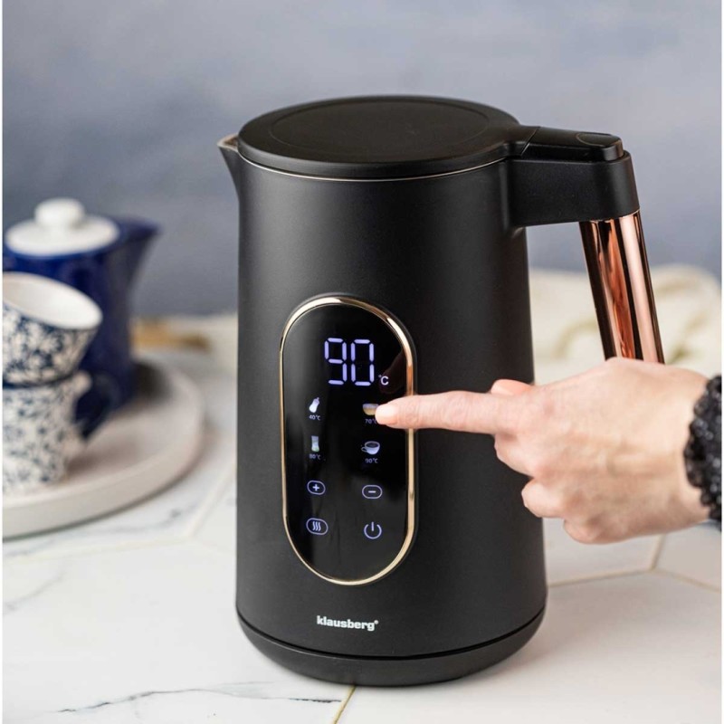 Czajnik elektryczny 1,7L KLAUSBERG LED czarno złoty ROSE GOLD
