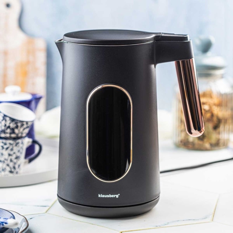 Czajnik elektryczny 1,7L KLAUSBERG LED czarno złoty ROSE GOLD