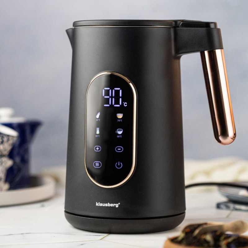 Czajnik elektryczny 1,7L KLAUSBERG LED czarno złoty ROSE GOLD