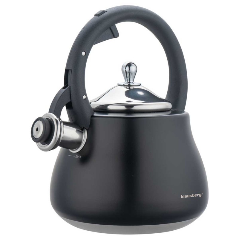 Czajnik stalowy z gwizdkiem 2,8L KLAUSBERG czarny