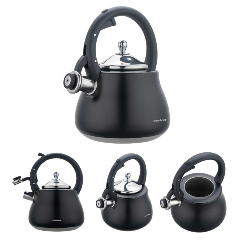 Czajnik stalowy z gwizdkiem 2,8L KLAUSBERG czarny