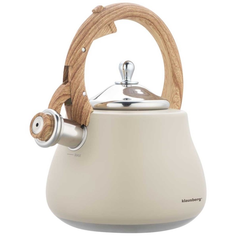 Czajnik stalowy z gwizdkiem 2,8L KLAUSBERG beżowy