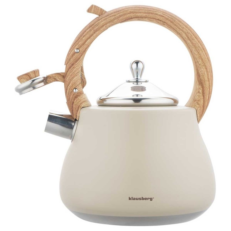 Czajnik stalowy z gwizdkiem 2,8L KLAUSBERG beżowy