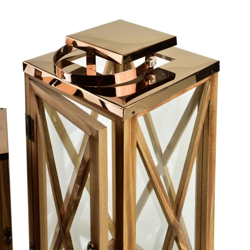 Komplet 2 latarni 18x18x45cm/12,5x12,5x32cm LEVI GOLD