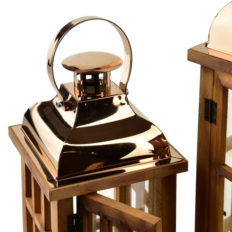 Komplet 2 latarni 19,5x19,5x45+13,5x13,5x30,5cm LEVI GOLD
