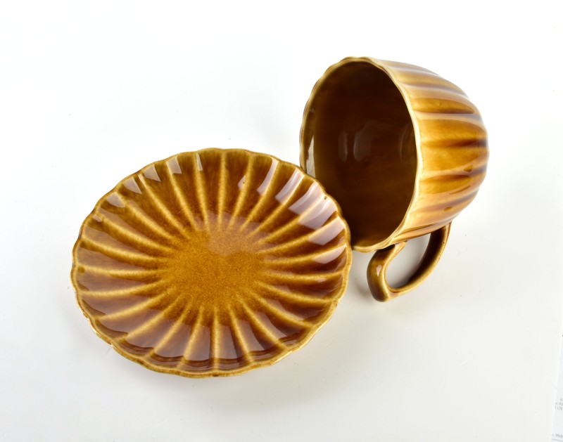 Filiżanka ze spodkiem 300ml miodowa EVIE HONEY