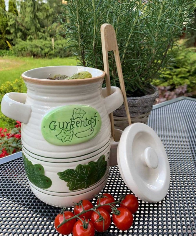 Słój ceramiczny do ogórków 4L +szczypce