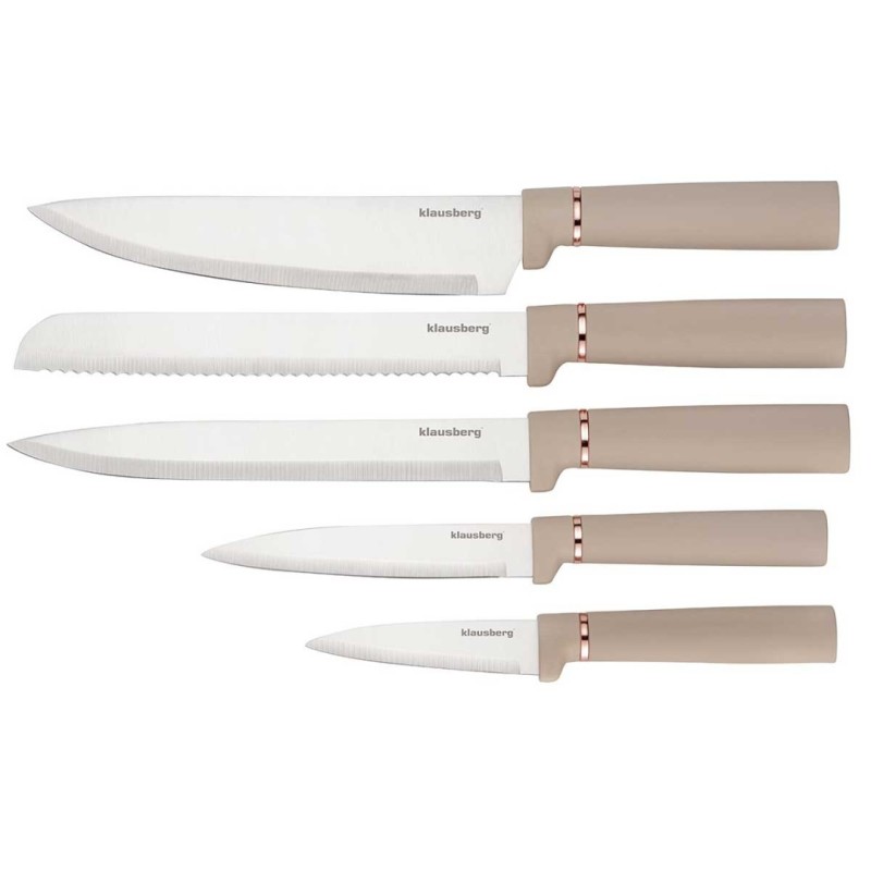 Zestaw noży i przyborów kuchennych z deską w stojaku KLAUSBERG szary