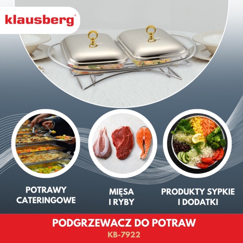 Podgrzewacz żaroodporny stołowy podwójny 2x1,5L KLAUSBERG