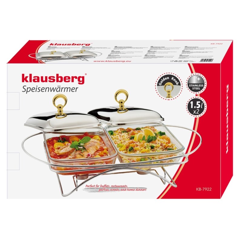 Podgrzewacz żaroodporny stołowy podwójny 2x1,5L KLAUSBERG