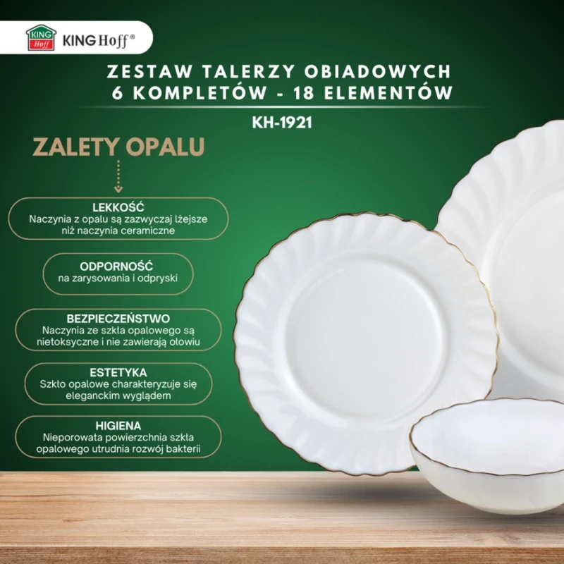 Zestaw komplet obiadowy na 6 osób OPAL MARIGOLD  18 elem. KINGHOFF