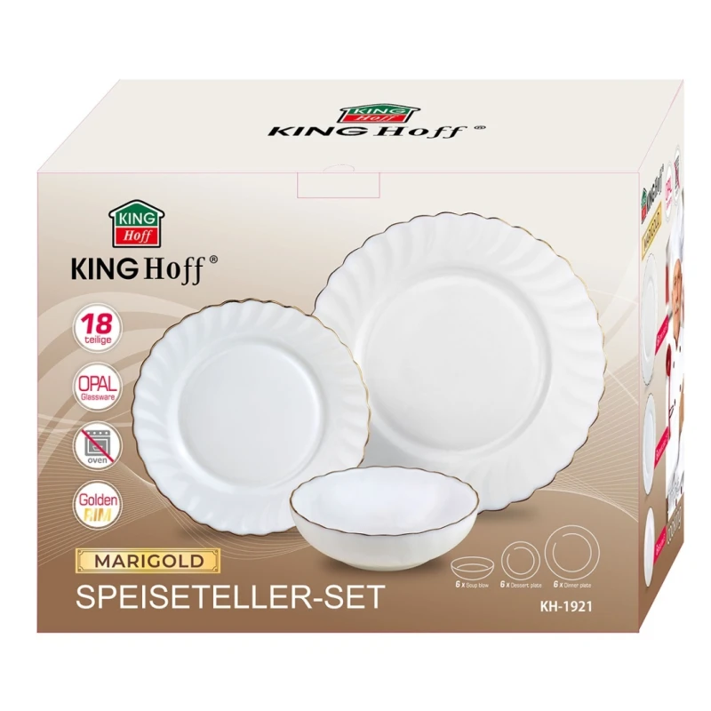 Zestaw komplet obiadowy na 6 osób OPAL MARIGOLD  18 elem. KINGHOFF