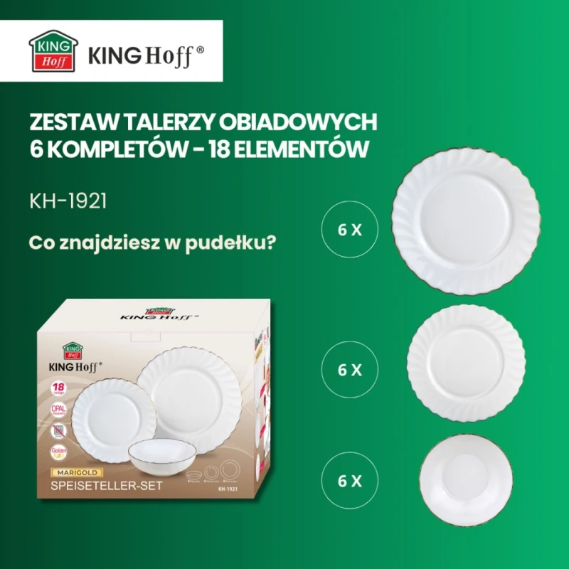 Zestaw komplet obiadowy na 6 osób OPAL MARIGOLD  18 elem. KINGHOFF
