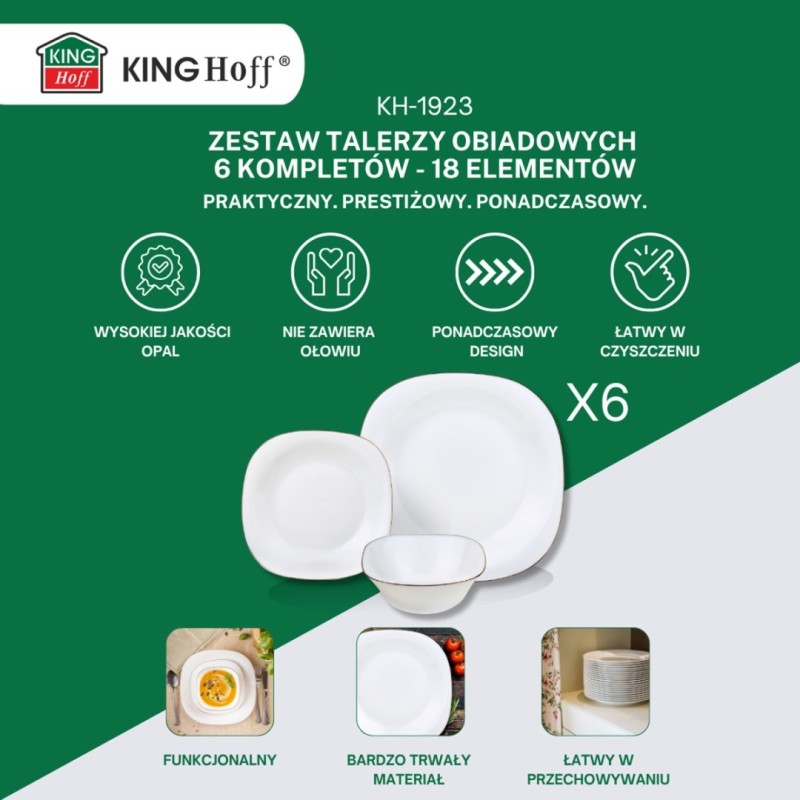 Zestaw komplet obiadowy na 6 osób TOPAZ  18 elem. KINGHOFF