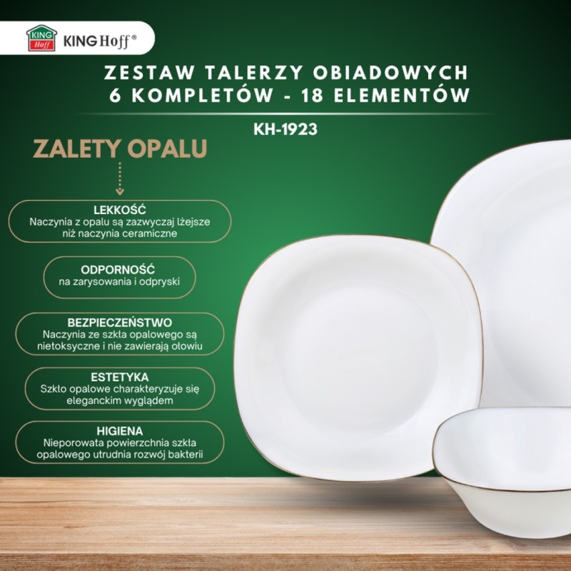 Zestaw komplet obiadowy na 6 osób TOPAZ  18 elem. KINGHOFF