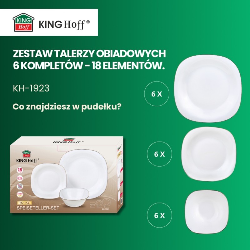 Zestaw komplet obiadowy na 6 osób TOPAZ  18 elem. KINGHOFF