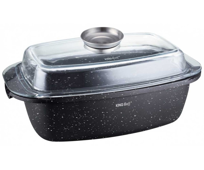 Brytfanna z powłoką marmurkową KINGHOFF 5,5L pokrywa z aromatyzerem