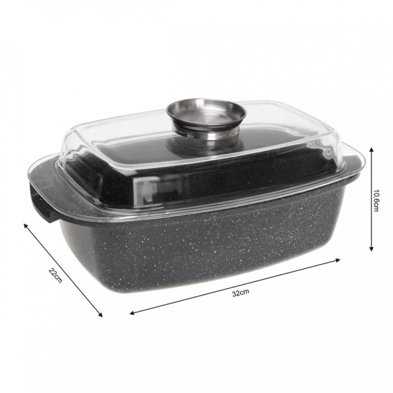 Brytfanna z powłoką marmurkową KINGHOFF 5,5L pokrywa z aromatyzerem